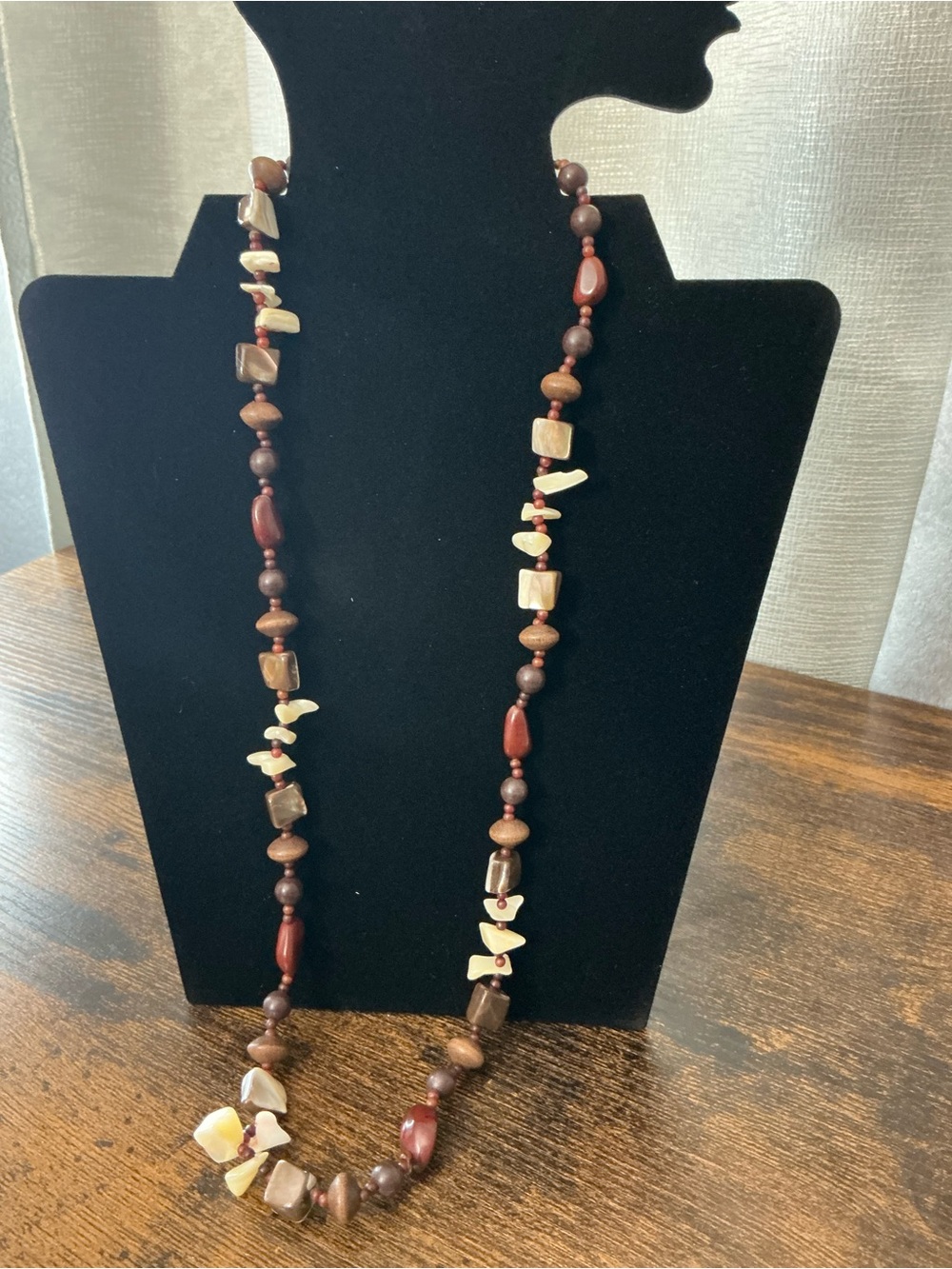 Handcrafted stone Brown & Cream Beaded Women’s Necklace